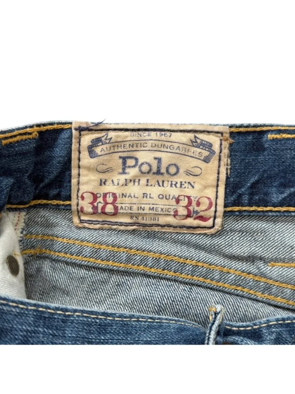 Polo Ralph Lauren Mens Size 38x32 Jeans Blue Straight Leg Denim Vintage